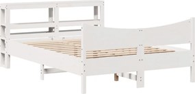 vidaXL Πλαίσιο Κρεβατιού με Κεφαλάρι Λευκό 120x190 εκ. Μασίφ Πεύκου
