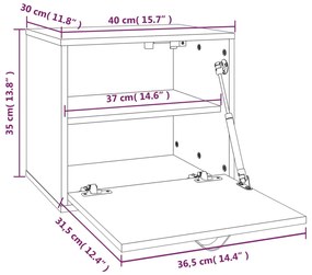 Ντουλάπι Τοίχου Μαύρο 40 x 30 x 35 εκ. από Μασίφ Ξύλο Πεύκου - Μαύρο