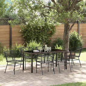 vidaXL Σέτ φαγητού για κήπο 7 pcs Μαύρο συνθετικό ρατάν