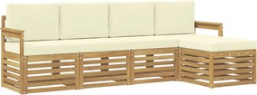 vidaXL Σειρά Καναπέ Εξωτερικού 5 pcs Λευκό και Κρεμ