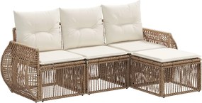 vidaXL Σετ Καναπέ Κήπου 4 pcs Μπεζ και Κρέμ συνθετικό ρατάν