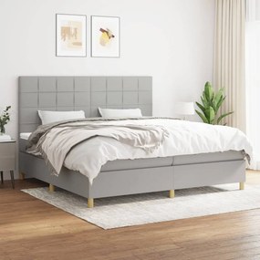 vidaXL Κρεβάτι Boxspring με Στρώμα Ανοιχτό Γκρι 200x200 εκ. Υφασμάτινο