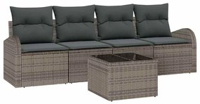 vidaXL Σετ Καναπέ Κήπου 5 pcs Γκρι 55 x 55 x 37 εκ Πολυ ράταν
