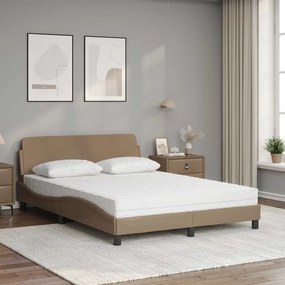 vidaXL Κρεβάτι με Στρώμα Dover Καπουτσίνο 140x200εκ.από Συνθ.Δέρμα