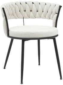 Πολυθρόνα Alkia pakoworld σε κρεμ βελούδο με πόδι μαύρο μέταλλο 60x57x68εκ