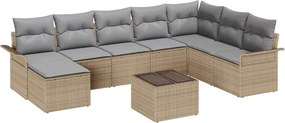 vidaXL Σετ Καναπέ Κήπου με μαξιλάρι 9 pcs Μαύρο Πολυ ράταν