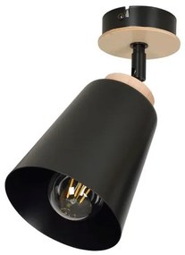 Σποτ Φωτιστικό Οροφής 1xE27 Ατσάλι-Ξύλο ATLAS Made in Poland Emibig-725/1-Μαύρο 725/1