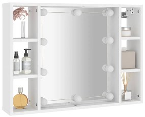 vidaXL Έπιπλο Καθρέπτη με LED Λευκό 76 x 15 x 55 εκ.