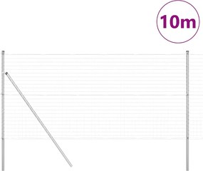 vidaXL Τεντώτο με στήριγμα Ασημί 1,2 x 10 m Χάλυβας και PVC