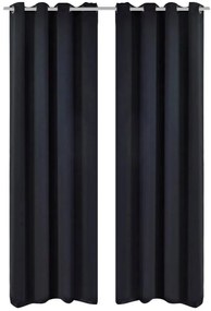 Κουρτίνες συσκότισης Μεταλλικοί κρίκοι 2 τμχ Μαύρο 135x245cm - Μαύρο