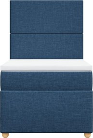 vidaXL Κρεβάτι Boxspring με Στρώμα Μπλε 100 x 200 εκ. Υφασμάτινο