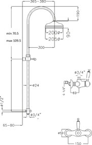 Bugnatese Oxford CD6336 - Στήλη ντουζ 2 εξόδων