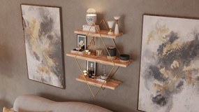 Ράφι Τοίχου Χρυσό / Καφέ PRIZMA 60x60x16