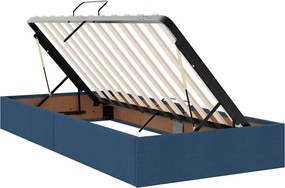 vidaXL Κρεβάτι Αποθήκης με στρώμα Μπλε 200 x 200 cm Τεχνητό Δέρμα