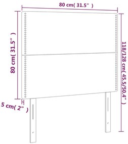 vidaXL Κεφαλάρι Κρεβατιού LED Ανοιχτό Γκρι 80x5x118/128 εκ. Υφασμάτινο