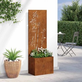 vidaXL Γλάστρα Κήπου με Διακοσμητική Πάνελ Σκ rusty 50 x 140 cm
