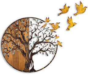 Διακοσμητικό Τοίχου Tree And Birds 899SKL2669 92x3x71cm Multi Wallity Metal,Wood