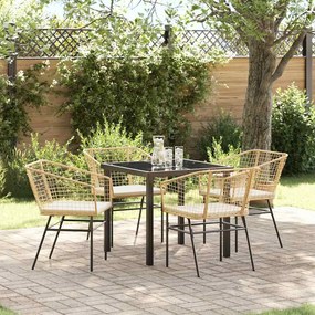 vidaXL Σέτ φαγητού για κήπο 5 pcs Καφέ συνθετικό ρατάν
