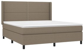 vidaXL Κρεβάτι Boxspring με Στρώμα &amp; LED Taupe 180x200 εκ. Υφασμάτινο