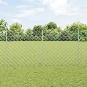 vidaXL Φράχτης αλυσίδας  με 20 στήλες U ασημί 1.5x10 μ ατσάλι