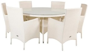 Σετ Τραπέζι και καρέκλες Dallas 617, Επεξεργασμένο γυαλί, Πλαστικό ψάθινο, Μαξιλάρι καθίσματος: Ναι | Epipla1.gr