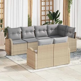 vidaXL 7 Τεμαχίων Σετ Καναπέ Κήπου με Μαξιλάρια σε Μπεζ Χρώμα από Πολυκαρβονικό Υλικό