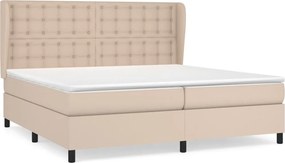 vidaXL Κρεβάτι Boxspring με Στρώμα Καπουτσίνο 200x200εκ.από Συνθ.Δέρμα