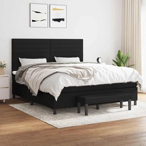 vidaXL Κρεβάτι Boxspring με Στρώμα Μαύρο 160x200 εκ. Υφασμάτινο