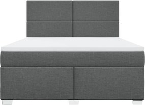 vidaXL Κρεβάτι Boxspring με Στρώμα Σκούρο Γκρι 180x200 εκ Υφασμάτιν