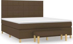 vidaXL Κρεβάτι Boxspring με Στρώμα Σκούρο Καφέ 180x200 εκ Υφασμάτινο