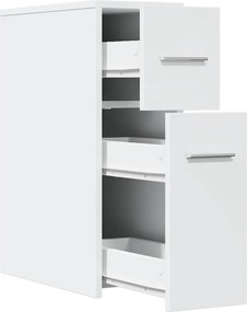 vidaXL Ντουλάπι Μπάνιου Στενό με Ροδάκια Λευκό Επεξ. Ξύλο