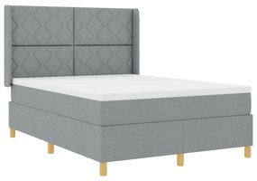 vidaXL Κρεβάτι Box Spring με Στρώμα & LED Φως Γκρι 140x200 εκ. Ύφασμα