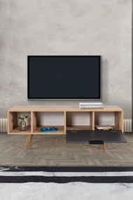 Έπιπλο Τηλεόρασης Sapphire Δρυς / Ανθρακί REBRE 130x35x18