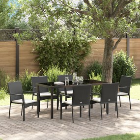 vidaXL Σετ Τραπεζαρίας Κήπου με μαξιλάρι 7 pcs Μαύρο 200 x 80 x 73 εκ