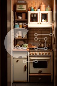 Intra Συλλεκτικό Ξύλινο Παζλ Plywood 4mm - Άνετη και ρουστίκ μικρή κουζίνα με ντεμοντέ συσκευές Σε Ξύλινο Κουτί - Διαστάσεις Puzzle: 10x10 cm – 25 κομμάτια