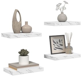 vidaXL Ράφι Τοίχου Επιτοίχιο 4 pcs Λευκό Μάρμαρο 40 x 23,5 x 4 εκ