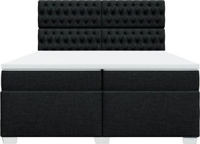 vidaXL Κρεβάτι Boxspring με Στρώμα Μαύρο 200x200 εκ. Υφασμάτινο