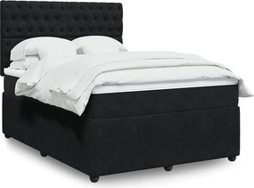 vidaXL Κρεβάτι Boxspring με Στρώμα Μαύρο 140x190 εκ. Βελούδινο