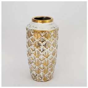 Βάζο Κεραμικό Λευκό &amp; Χρυσό 13x13x25cm 752-20064 Estheti-752-20064-Λευκό-Χρυσό 752-20064