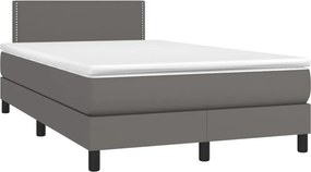 vidaXL Κρεβάτι Boxspring με Στρώμα &amp; LED Γκρι 120x200 εκ. Συνθ. Δέρμα