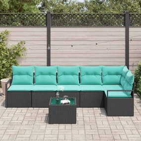 vidaXL Σετ Καναπέ 7 pcs Μαύρο συνθετικό ρατάν