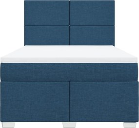 vidaXL Κρεβάτι Boxspring με Στρώμα Μπλε 140x200 εκ. Υφασμάτινο