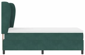 vidaXL Κρεβάτι με ελατήρια Σκούρο πράσινο 90 x 190 cm Βελούδο