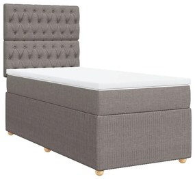 Κρεβάτι Boxspring με Στρώμα Taupe 90x200 εκ. Υφασμάτινο - Μπεζ-Γκρι