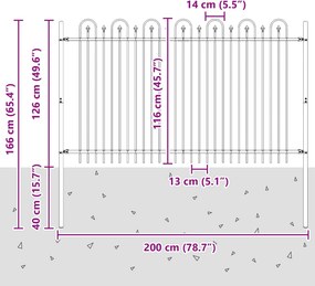 vidaXL Φράχτης Καμάρας με Άκρες Dronten Μαύρο