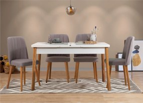 Extendable Dining Table &amp; Chairs Set (5 Pieces) Santiago White Grey Atlantic Pine Atlantic Pine
White
Grey
