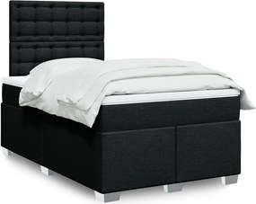 vidaXL Κρεβάτι Boxspring με Στρώμα Μαύρο 120x200 εκ. Υφασμάτινο