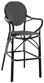 Σκαμπό Μπαρ C5794.02 Αλουμινίου Bamboo Look με Wicker Μαύρο - Λευκό 56x60x126 εκ. 56x60x126 εκ.