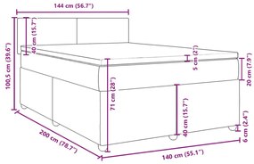 Κρεβάτι Boxspring με Στρώμα Σκούρο Γκρι 140x200 εκ Υφασμάτινο - Γκρι