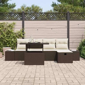 vidaXL Σετ Καναπέ Κήπου Ρυθμιζόμενο ύψος 6 pcs Καφέ συνθετικό ρατάν